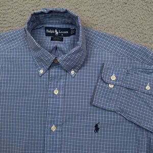 Vintage Ralph Lauren Yarmouth Oxford Shirt Men's 14.5 (32-33)‎ Blue Plaid Preppy